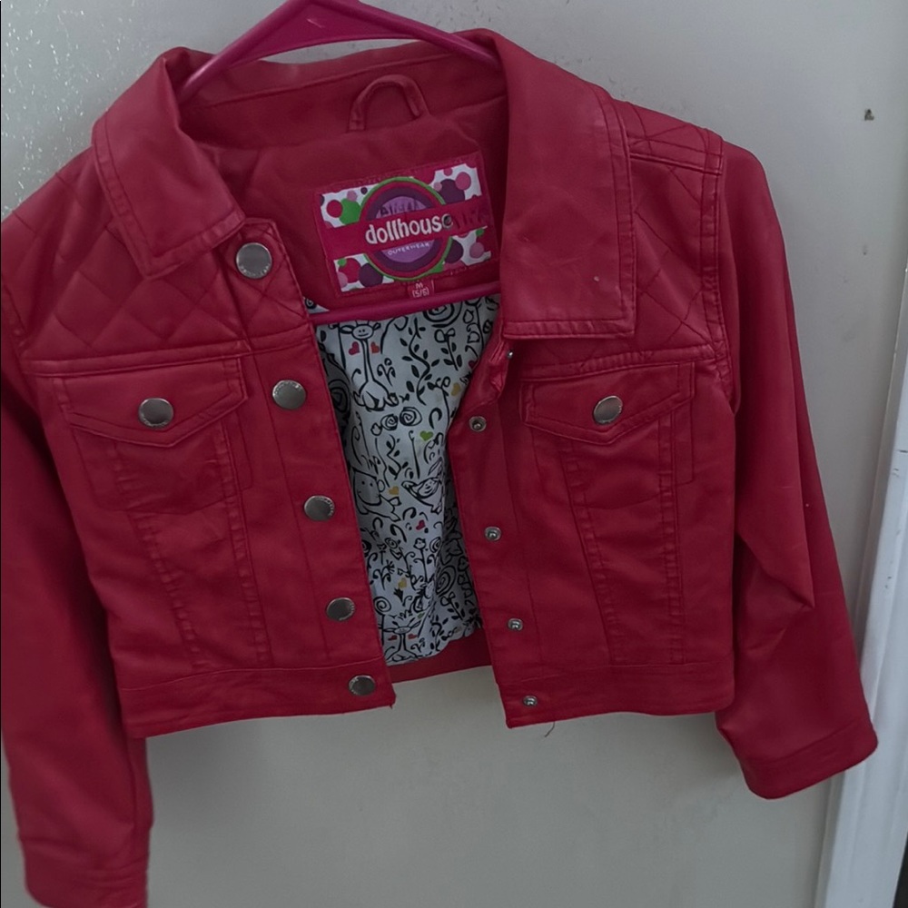 Dollhouse Red Jean Jacket Cropped Corduroy